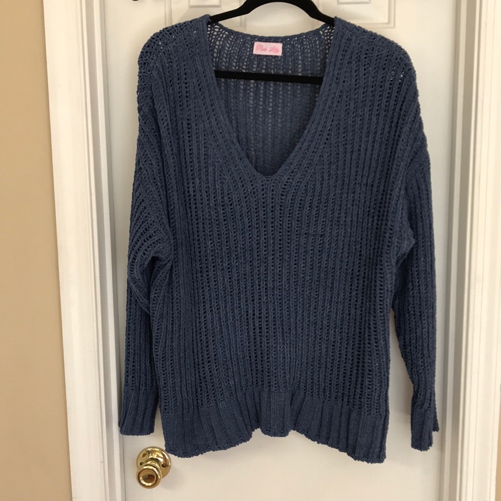 Pink Lily Blue Sweater